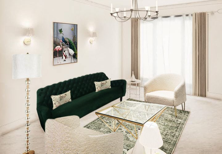 Luxe Living Furniture Package – Green Velvet Sofa