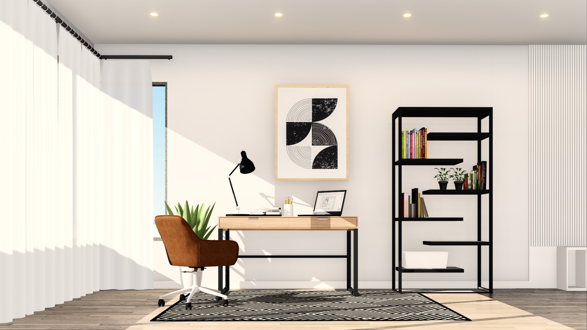 Get a super slick Industrial style home office design easily